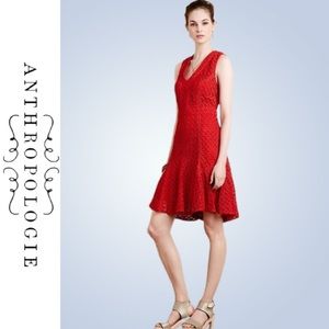 Anthro San & Soni Flounced Red Eyelet Dress